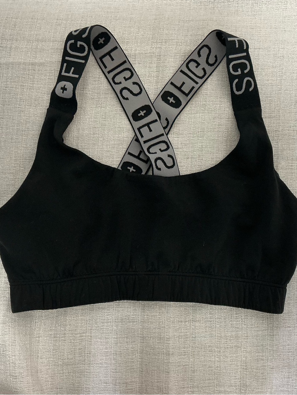 FIGS Performance Underscrub Sports Bra Black Logo Crossback Straps Medium M EUC